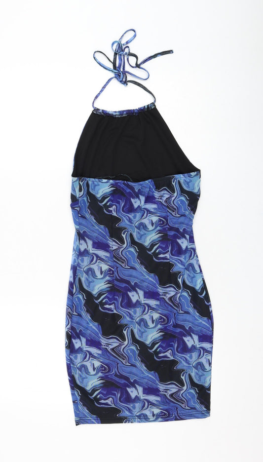 NaaNaa Womens Blue Polyester Pencil Dress Size 6 Halter Pullover