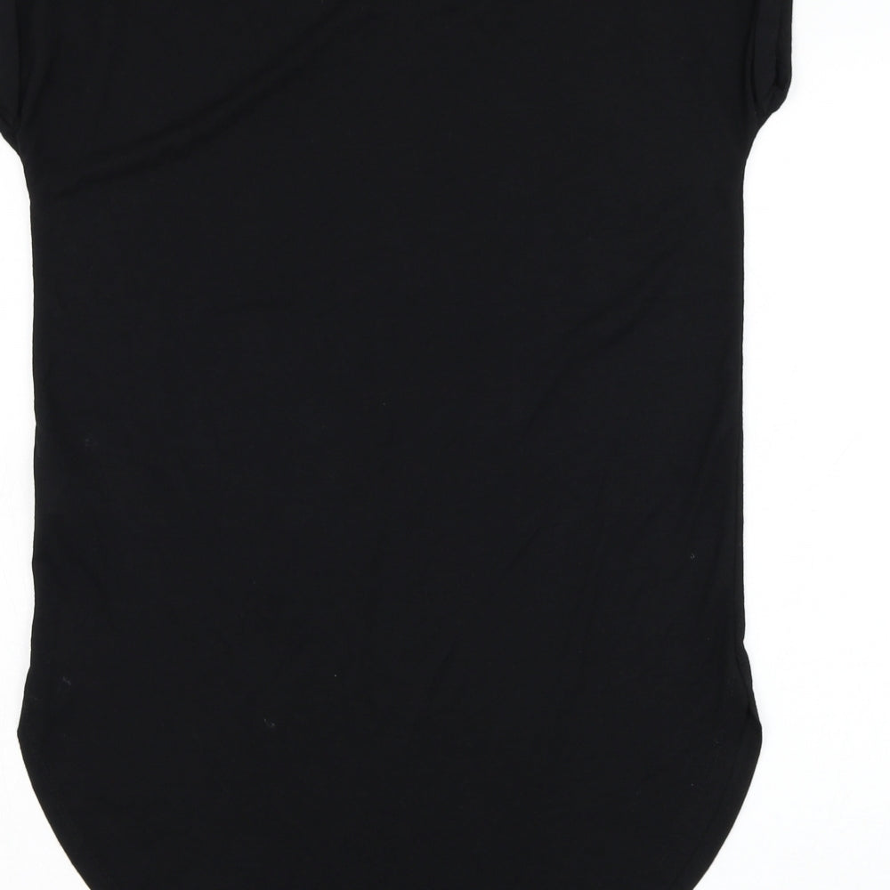 Primark Womens Black Polyester Basic T-Shirt Size 6 Round Neck - Slogan