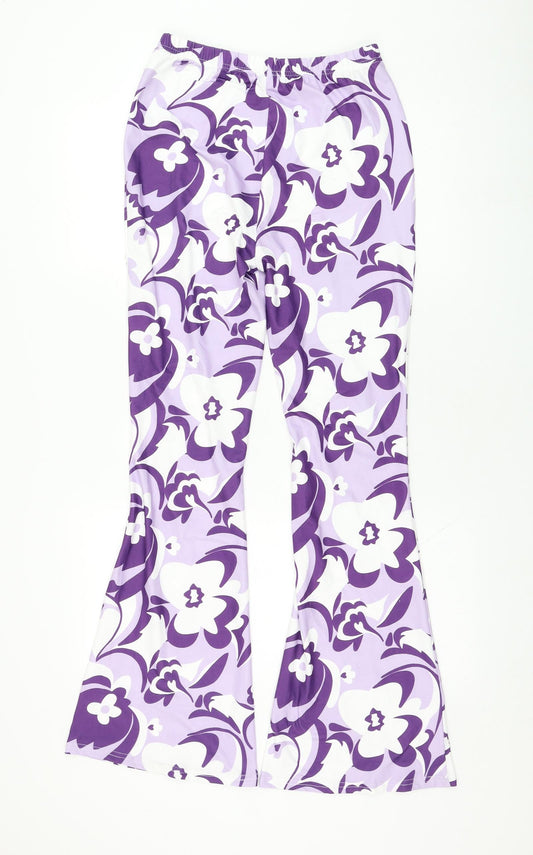 SheIn Womens Purple Polyester Trousers Size 8 L31 in Regular