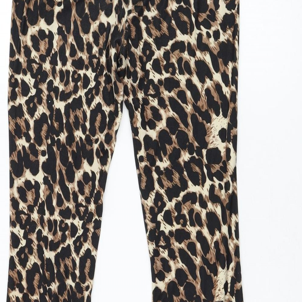 SheIn Womens Brown Animal Print Polyester Jogger Leggings Size 6 L30 in - Flares