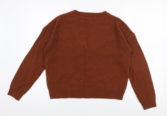 Womens UK Size S Brave Soul Brown Pullover Jumper