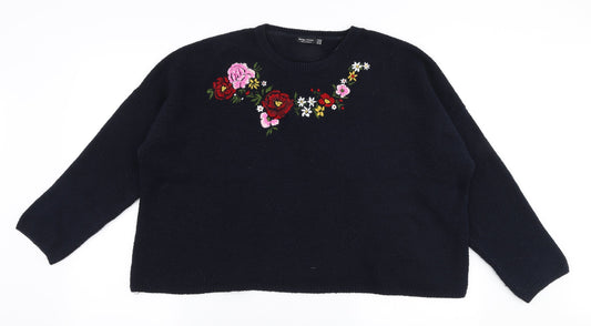 Womens UK Size M Bershka Blue Pullover Jumper