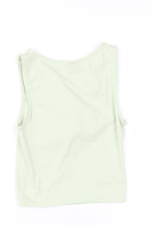 Topshop Womens Green Polyester Basic Tank Size 6 V-Neck