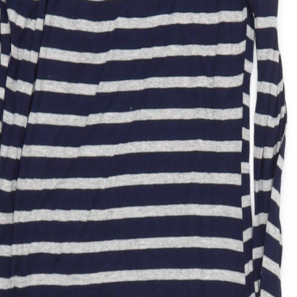 Topshop Womens Blue Striped Polyester Bodycon Size 8 Round Neck
