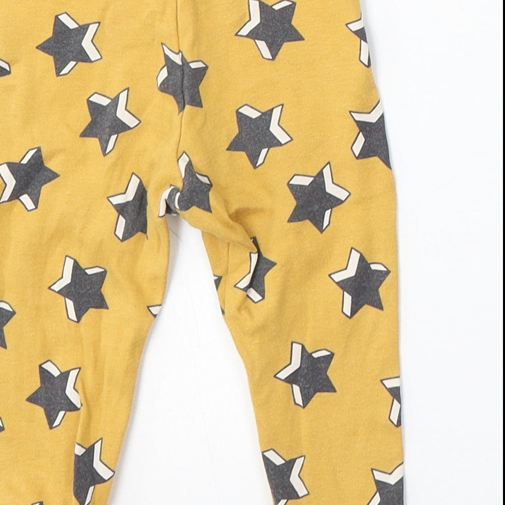 F&F Girls Yellow Geometric Cotton Jogger Trousers Size 9-12 Months