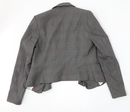 H&M Womens Grey Plaid Polyester Jacket Suit Size 8