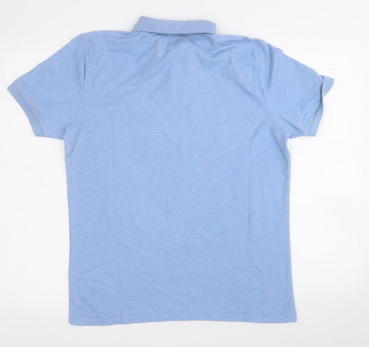 Cedar Wood State Mens Blue Polyester Polo Size M Collared