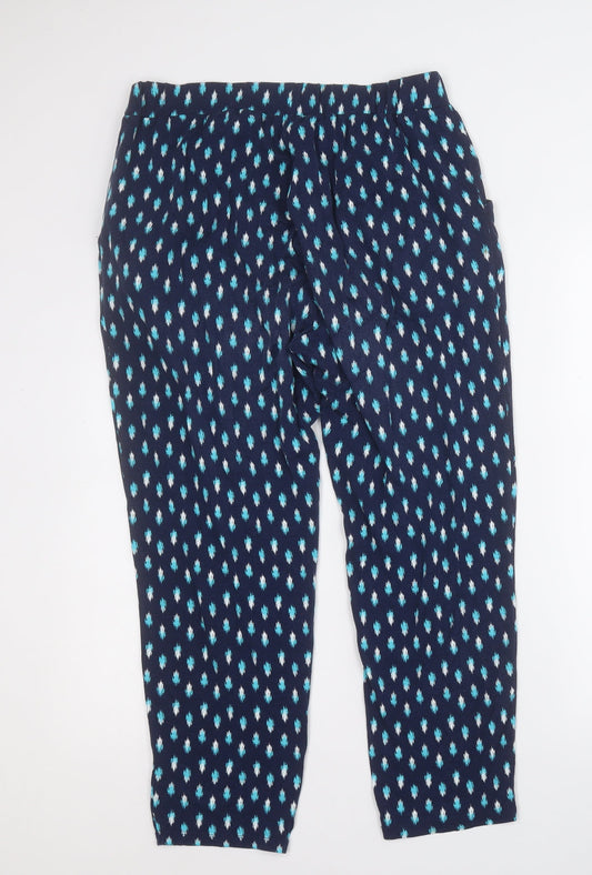 Bonmarché Womens Blue Geometric Viscose Jegging Trousers Size 12 L24 in Regular
