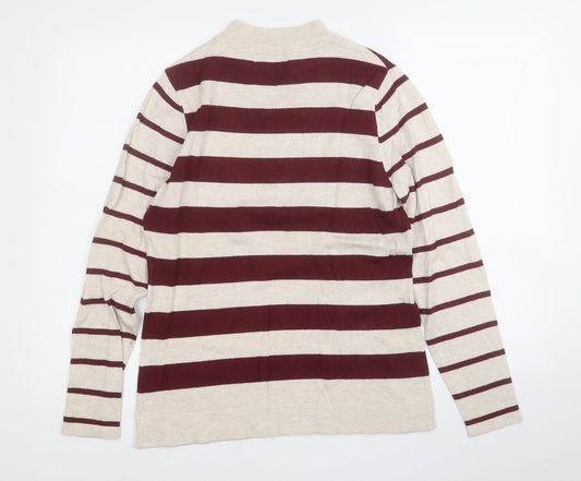 Gallery Womens Red Mock Neck Striped Viscose Pullover Jumper Size M