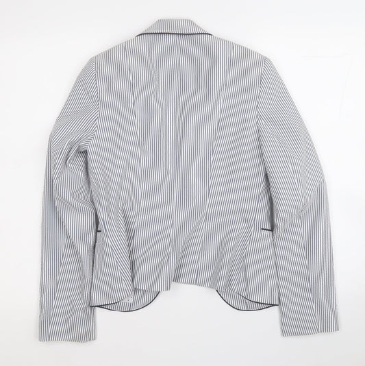 Atmosphere Womens White Striped Jacket Blazer Size 8