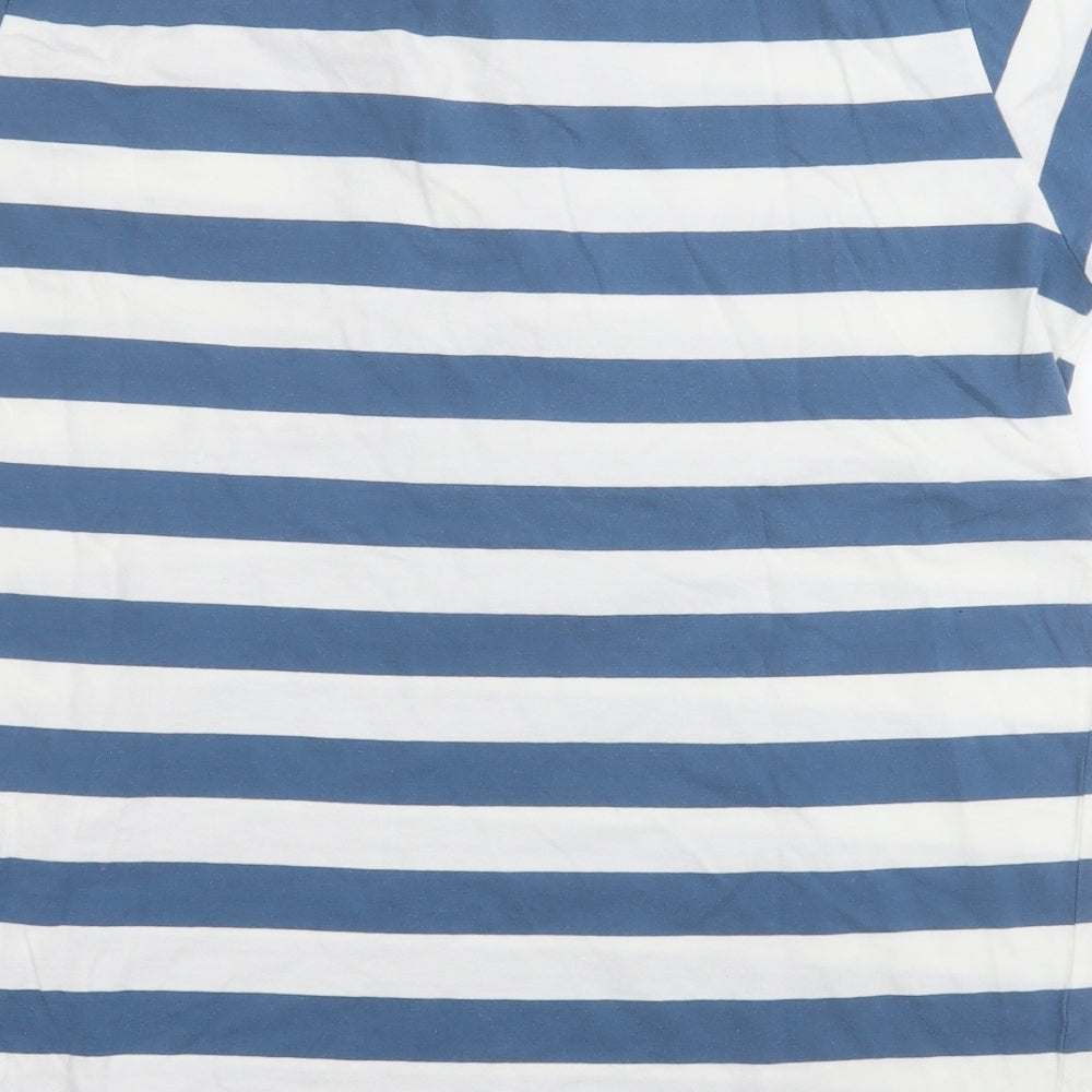 Dissident Mens Blue Striped Cotton Polo Size L Collared