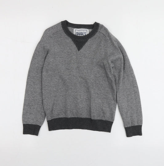 Undeniable Dudes Boys Grey Round Neck 100% Cotton Pullover Jumper Size 8 Years