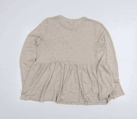 F&F Womens Beige Round Neck Viscose Pullover Jumper Size 14