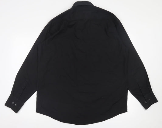 Primark Mens Black Cotton Button-Up Size 16.5 Collared Button