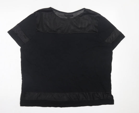 Capsule Womens Black Cotton Basic T-Shirt Size 20 Crew Neck