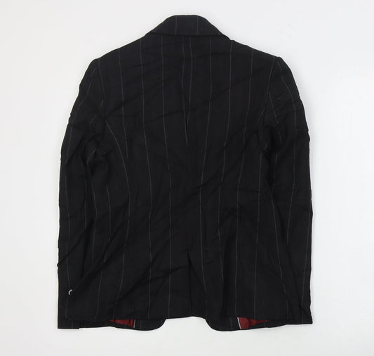 NEXT Womens Black Striped Wool Jacket Suit Jacket Size 10