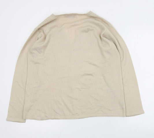 Womens UK Size L EWM Beige Cardigan Jumper