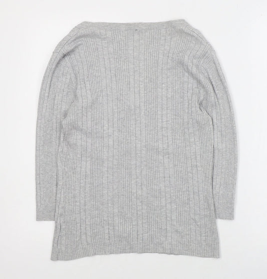 Bay Womens Grey V-Neck Viscose Pullover Jumper Size 16
