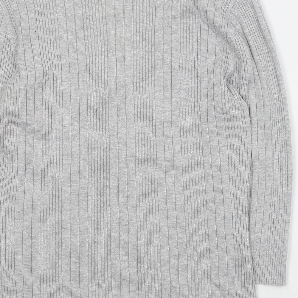 Bay Womens Grey V-Neck Viscose Pullover Jumper Size 16