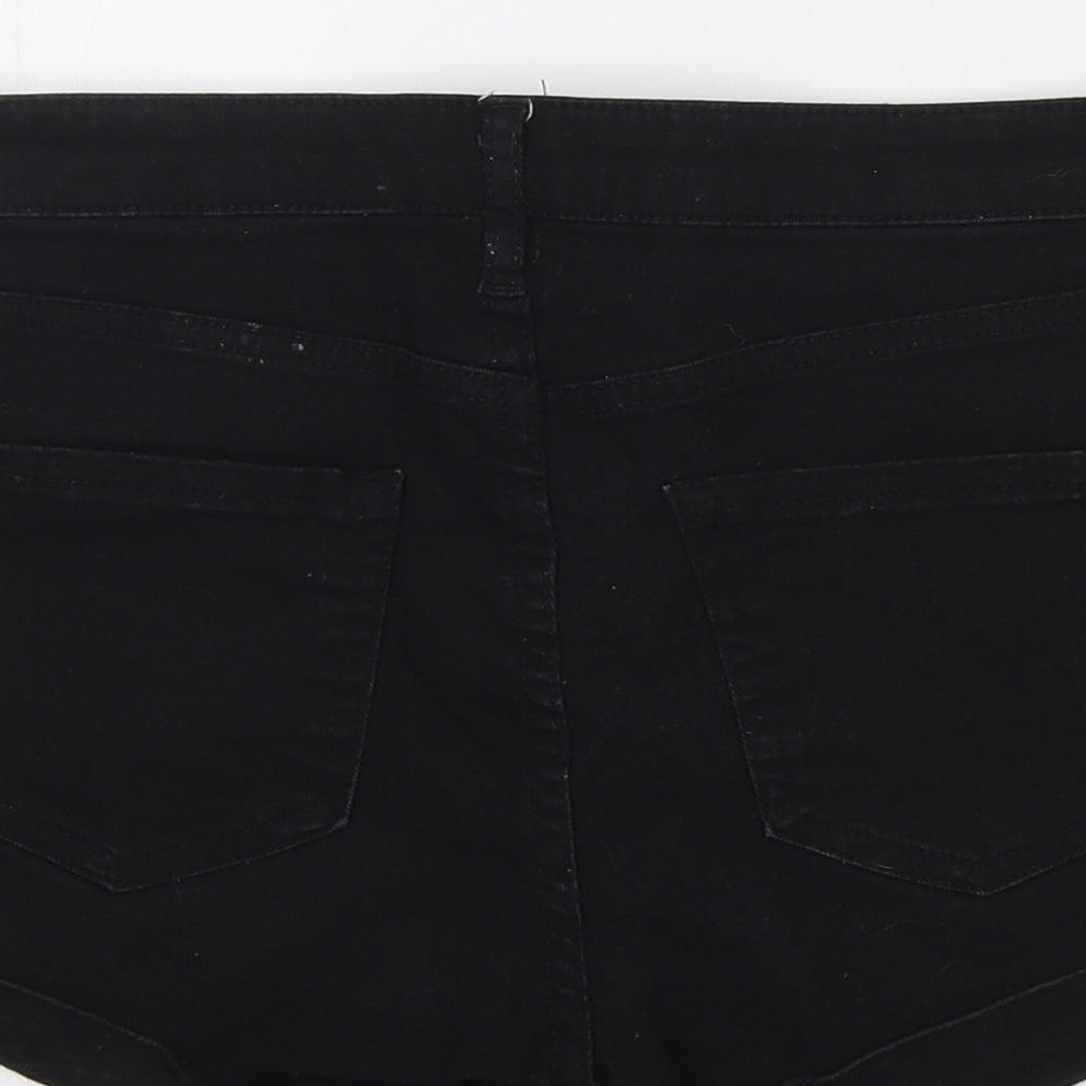H&M Womens Black Cotton Cut-Off Shorts Size 4 Regular Zip