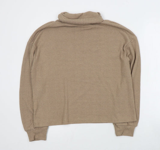SheIn Womens Brown Roll Neck  Polyester Pullover Jumper Size L