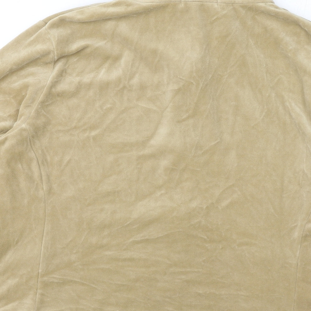 David Nieper Womens Gold High Neck Cotton Full Zip Jumper Size 2XL