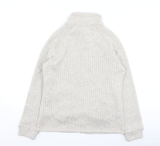 TU Womens Beige High Neck Polyester Full Zip Jumper Size 10