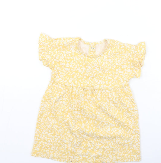 George Girls Yellow Fair Isle Cotton Fit & Flare Size 9-12 Months Round Neck