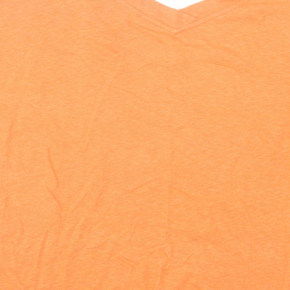 Esprit Womens Orange Cotton Basic T-Shirt Size M V-Neck