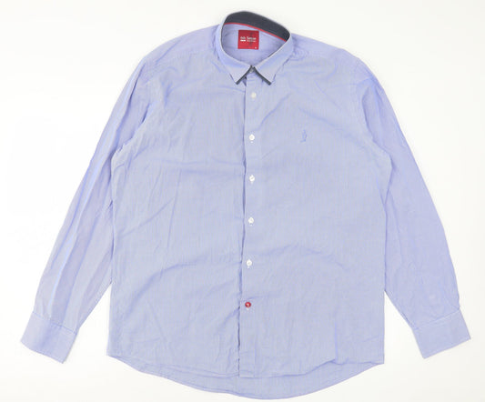 6th Sense Mens Blue Plaid Cotton Button-Up Size XL Collared Button