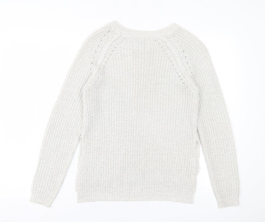Womens UK Size S Papaya Grey Pullover Jumper