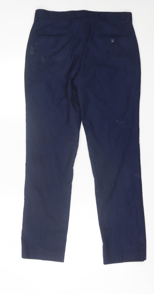 House Of Cavani Mens Blue Polyester Trousers Size 30 L29 in Regular Button - Short Leg