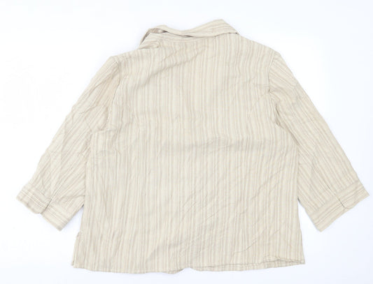 EWM Womens Beige Striped Jacket Blazer Size 18 Button