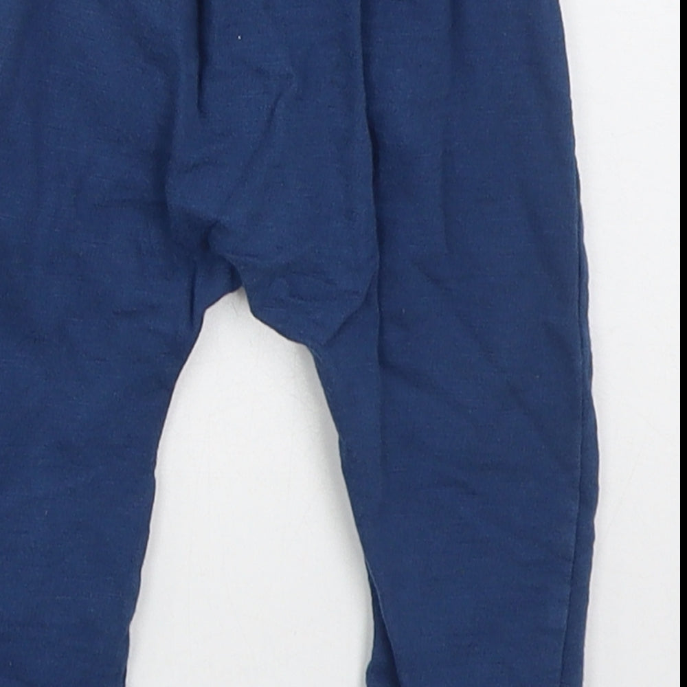 Dunnes Boys Blue Cotton Sweatpants Trousers Size 6-9 Months Drawstring - Cars