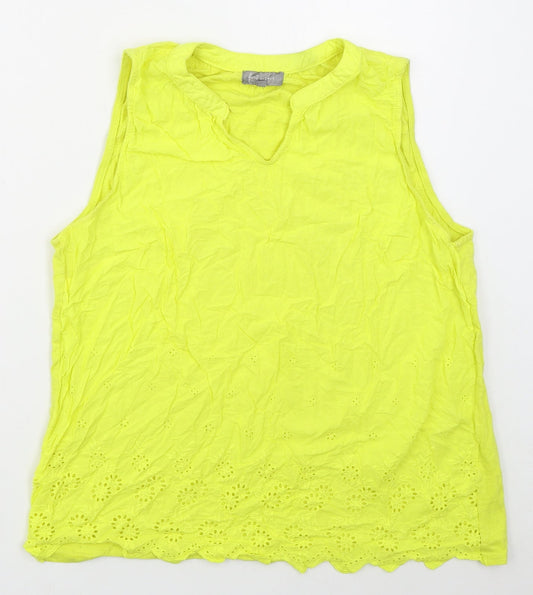 Womens UK Size L First Avenue Yellow Basic Tank