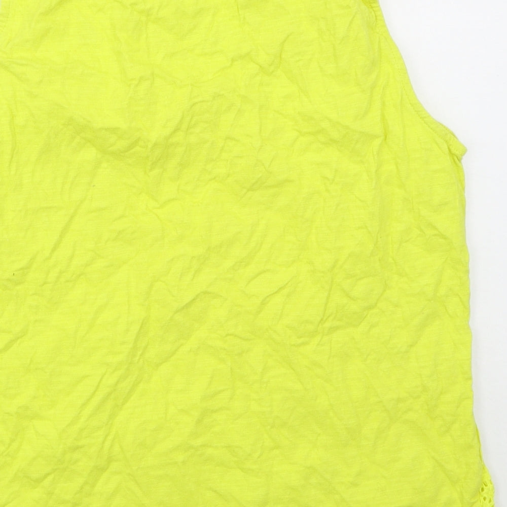 First Avenue Womens Yellow Cotton Basic Tank Size L V-Neck