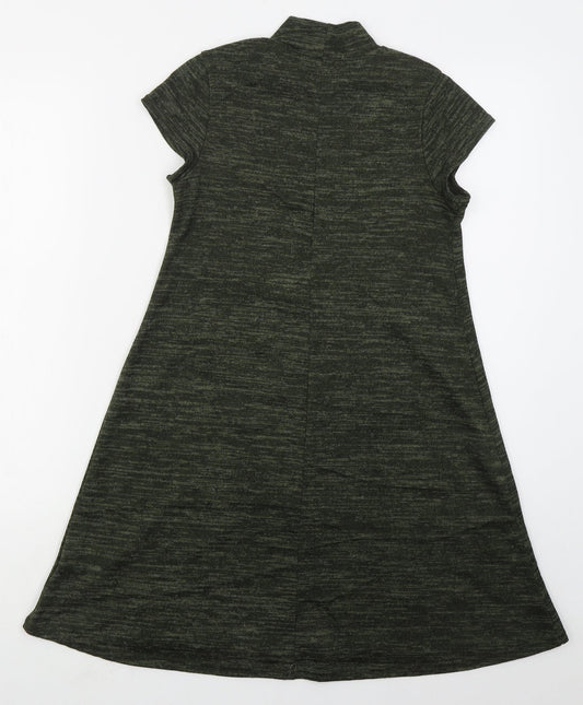 Select Womens Green Polyester A-Line Size 6 Mock Neck Pullover