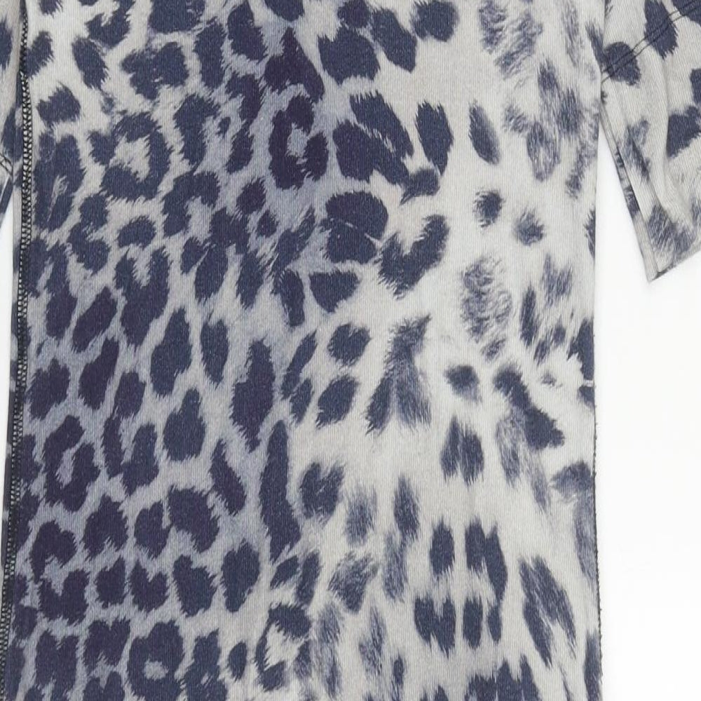 Marc Cain Womens Blue Geometric Cotton Bodycon Size S Round Neck