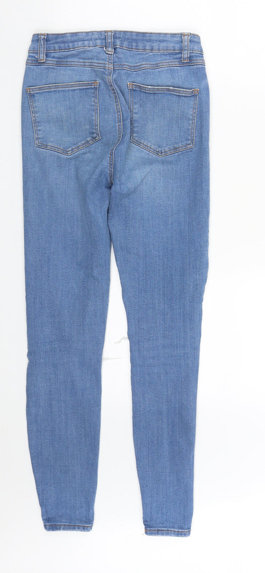 Denim & Co. Womens Blue Cotton Straight Jeans Size 8 L27 in Regular Zip