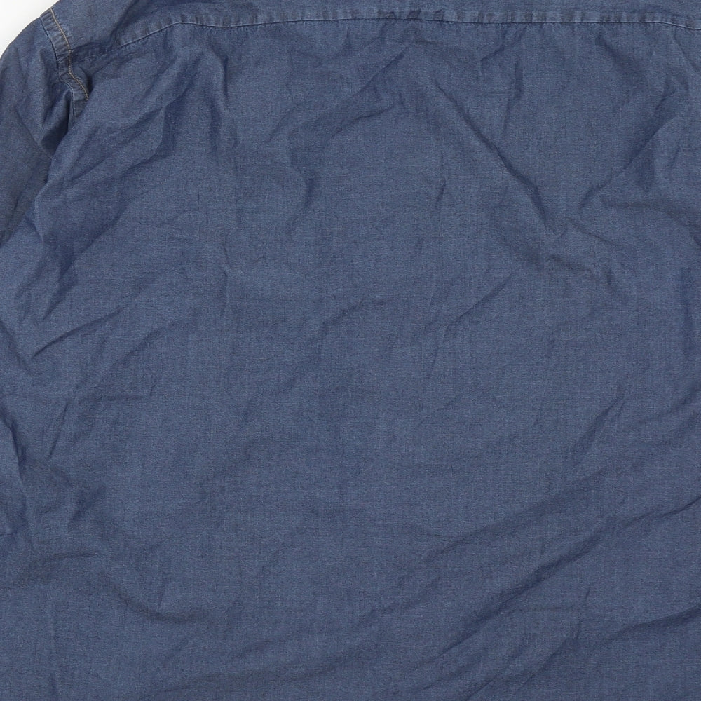 Mens UK Size L CASAMODA Blue Button-Up Long Sleeve Casual Shirt
