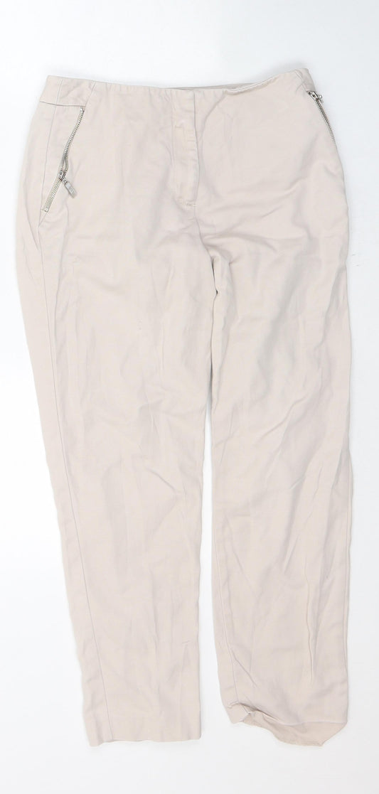 Julien Macdonald Womens Beige Cotton Cropped Jeans Size 8 L23 in Regular Button