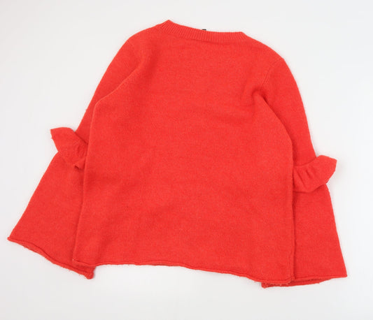 F&F Womens Orange Round Neck Acrylic Pullover Jumper Size 10