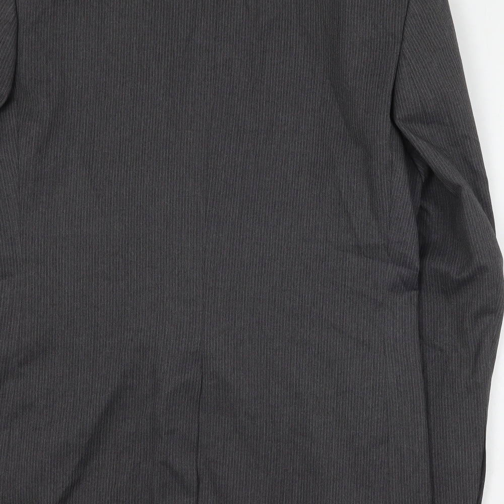 George Mens Grey Striped Polyester Jacket Suit Jacket Size M