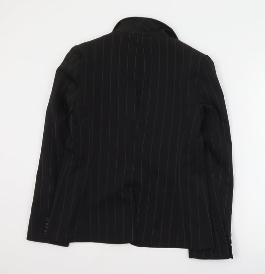 Primark Womens Black Striped Polyester Jacket Suit Jacket Size 12