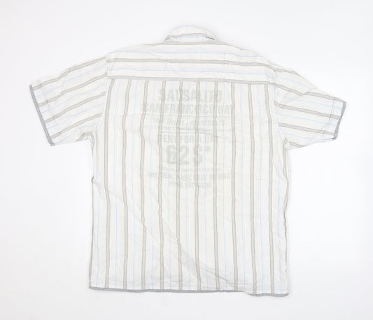 TOM TAILOR Mens Multicoloured Striped Cotton Button-Up Size L Collared