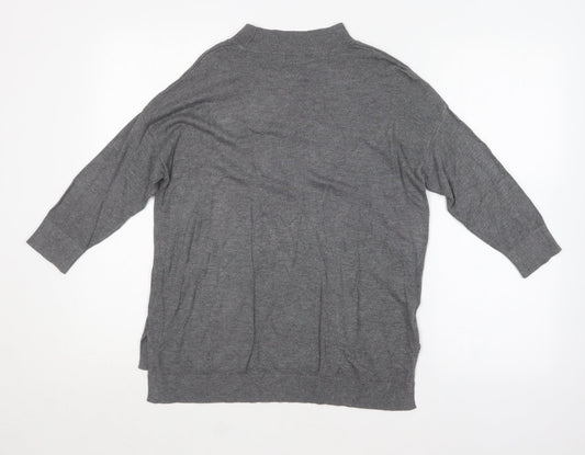 F&F Womens Grey Crew Neck Cotton Pullover Jumper Size 10