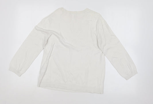 Womens UK Size M Oasis White Pullover Jumper