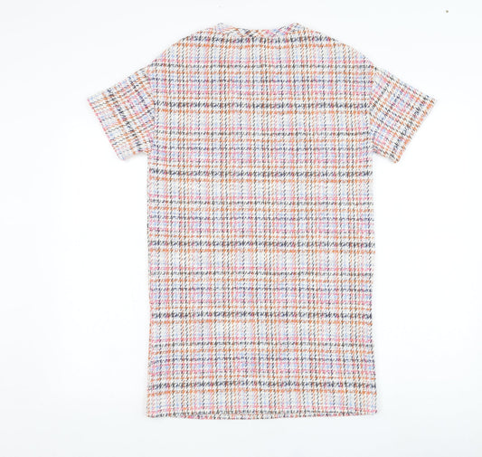 Pull&Bear Womens White Polyester T-Shirt Dress Size XS Round Neck Pullover