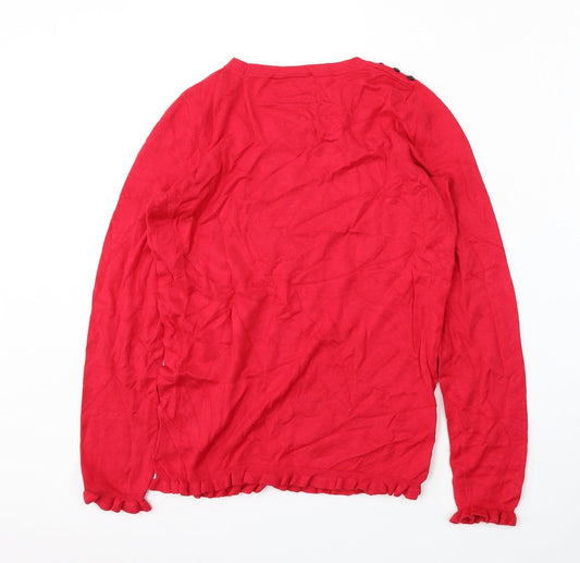 Wallis Womens Red Round Neck Viscose Pullover Jumper Size 8
