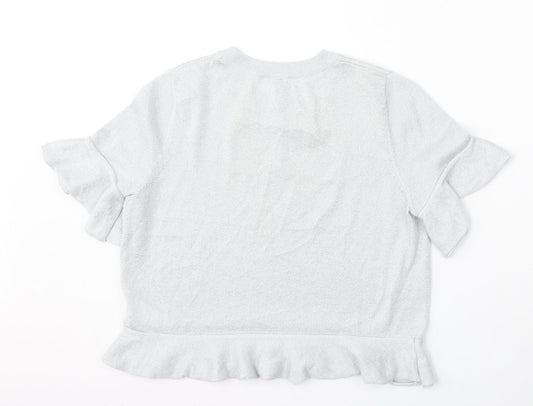 Divided by H&M Womens Silver Round Neck Viscose Pullover Jumper Size S